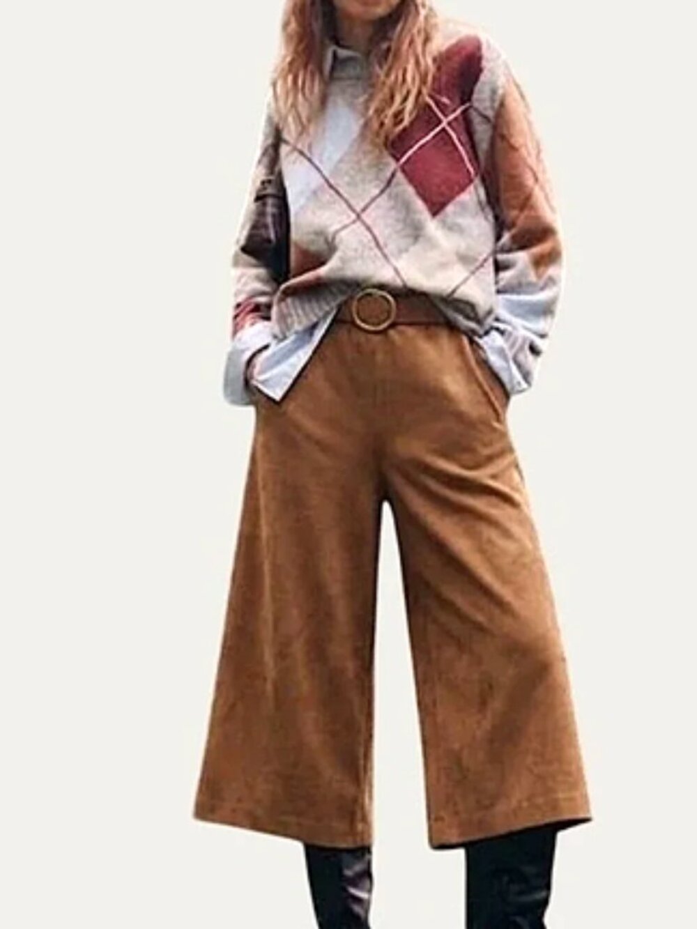 Chico's Ultimate Fit Faux Suede Wide Leg Crop Pants size 3